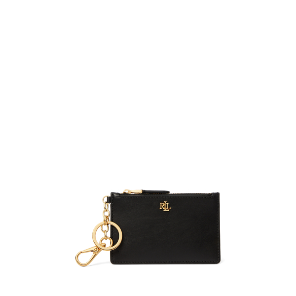 Black Leather Zip Card Case Lauren 1