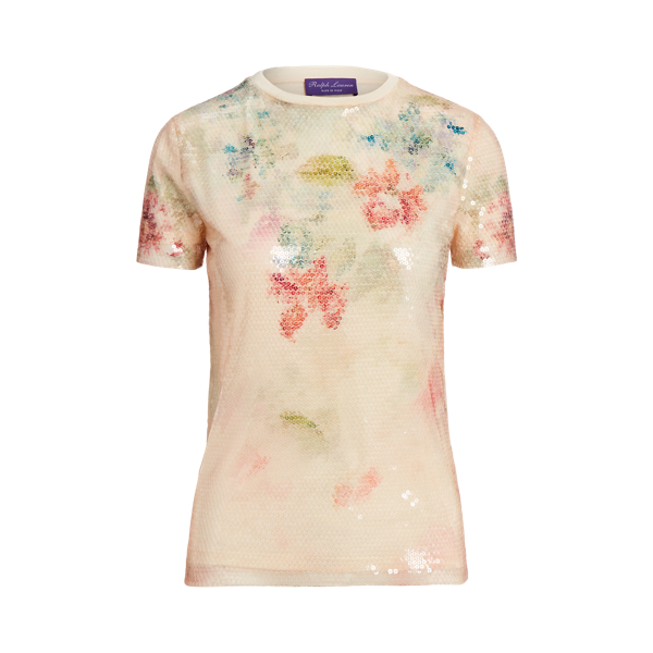 T-shirt floral em camadas adornada Ralph Lauren Collection em 1
