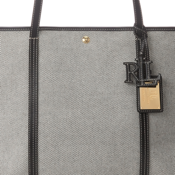 Natural Black/Black Canvas & Leather Large Emerie Tote Lauren 6