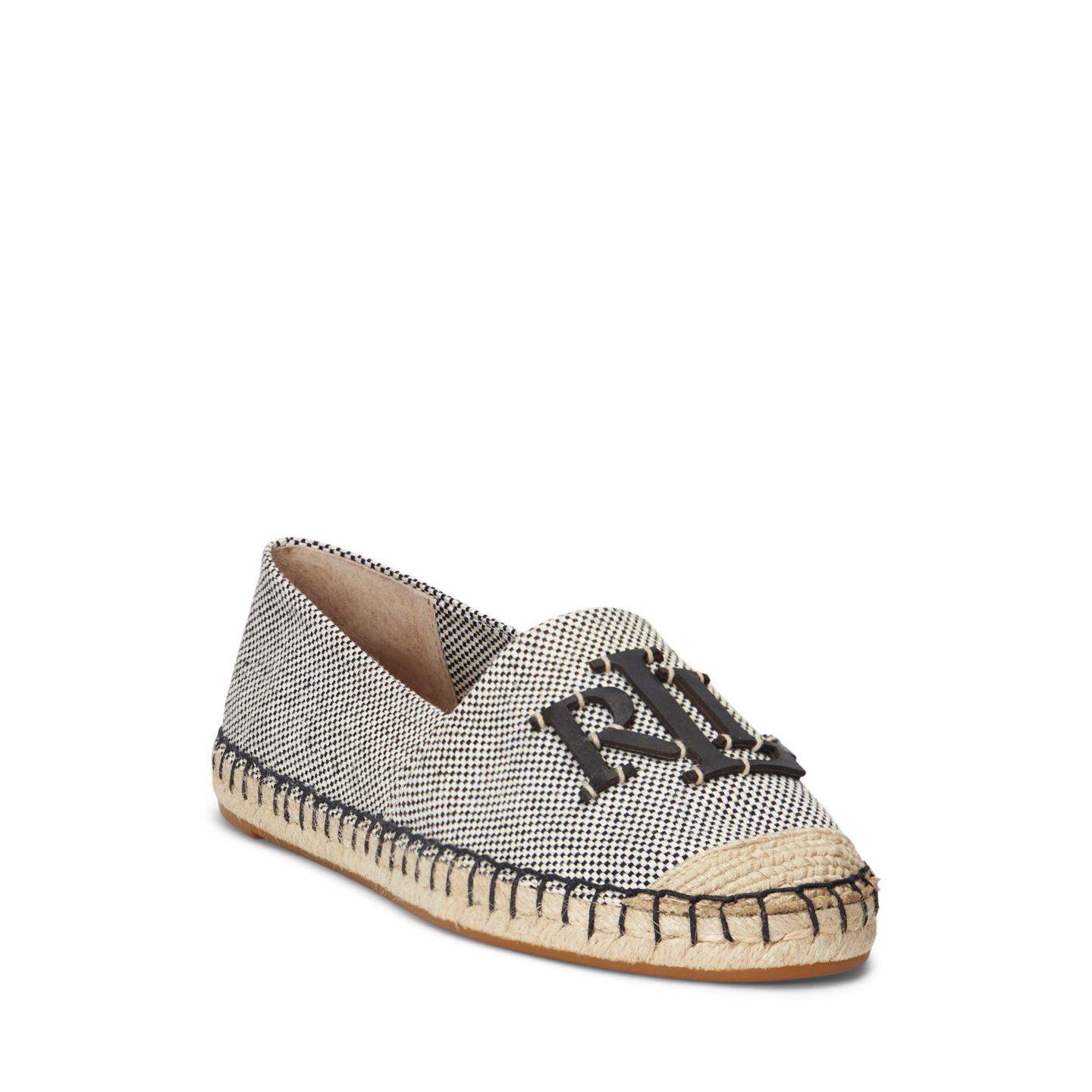 Женские сандалии Ralph Lauren Cameryn III Canvas & Leather Espadrille, цвет: Натуральный / Чёрный — фото 1