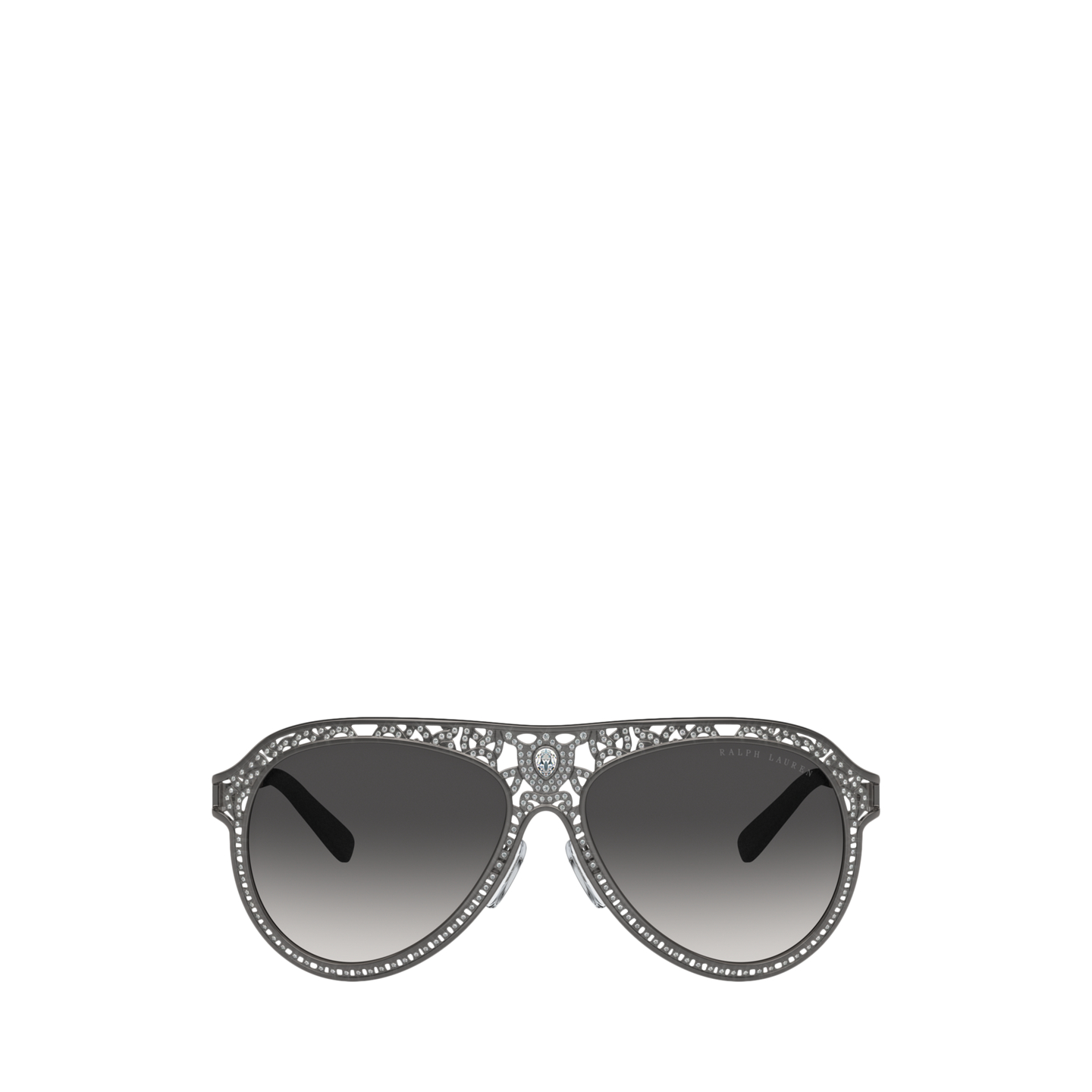 Женские солнцезащитные очки Ralph Lauren Embellished Pilot Sunglasses, цвет: Тёмный графитовый металлик — фото 1