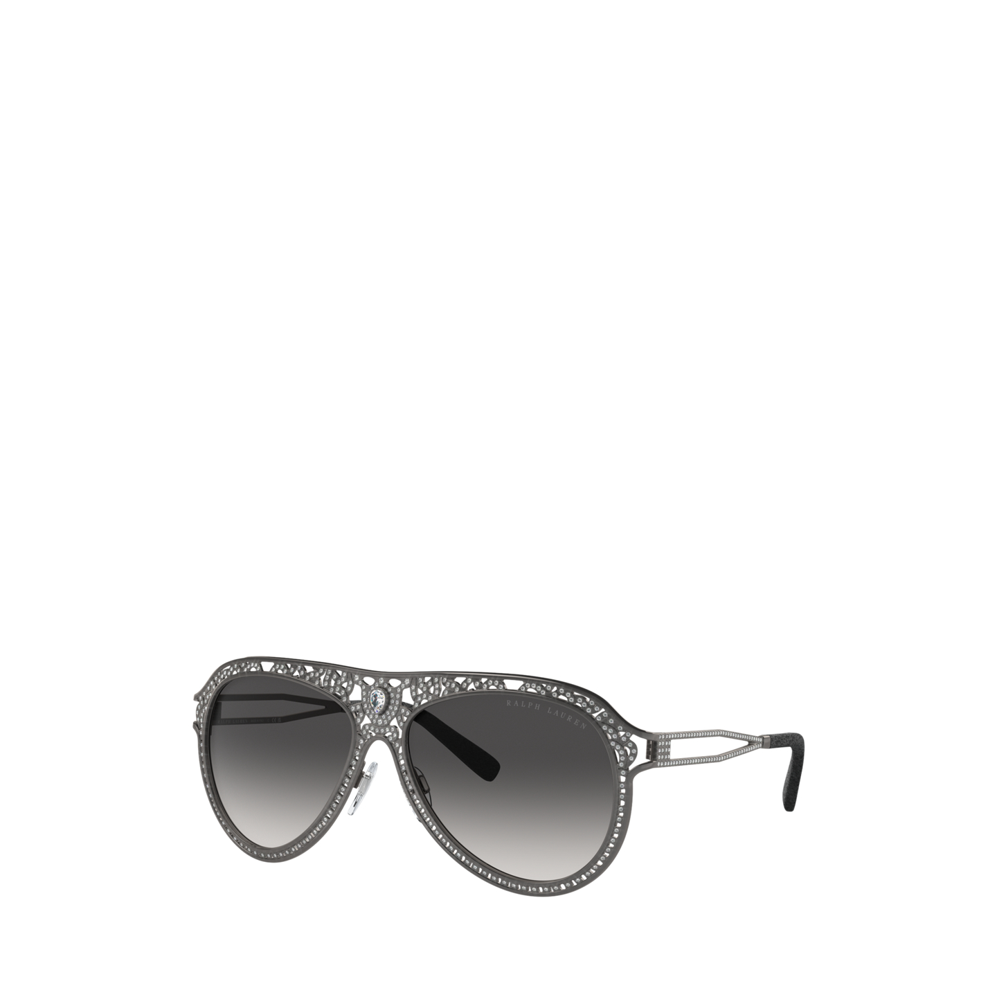 Женские солнцезащитные очки Ralph Lauren Embellished Pilot Sunglasses, цвет: Тёмный графитовый металлик — фото 2