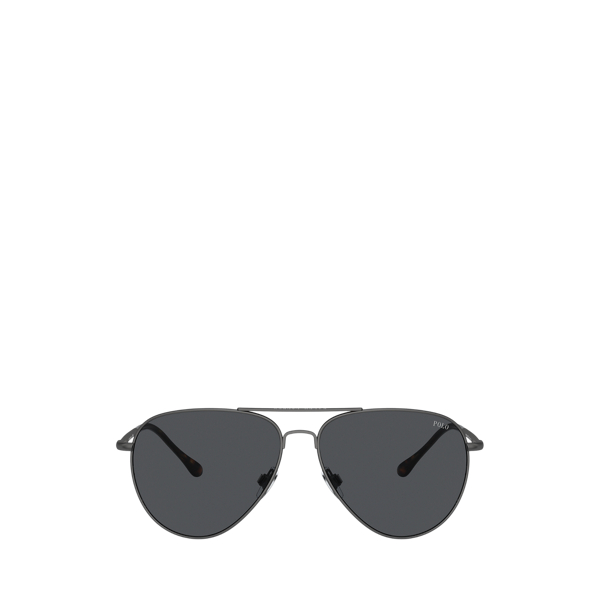Semishiny Dark Gunmetal Metal Pilot Sunglasses Polo Ralph Lauren 2