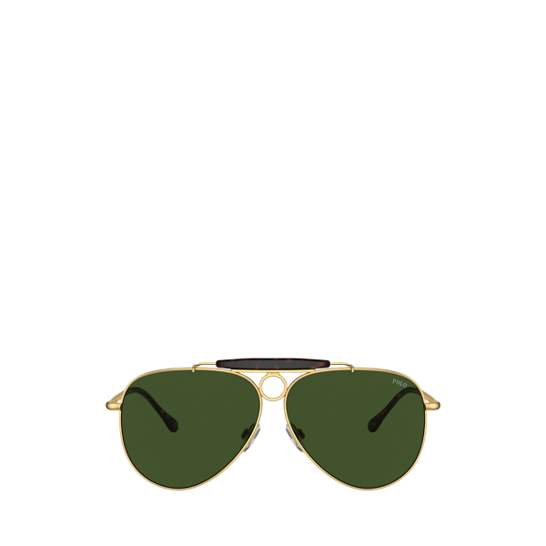 Shiny Gold Metal Pilot Sunglasses Polo Ralph Lauren 2