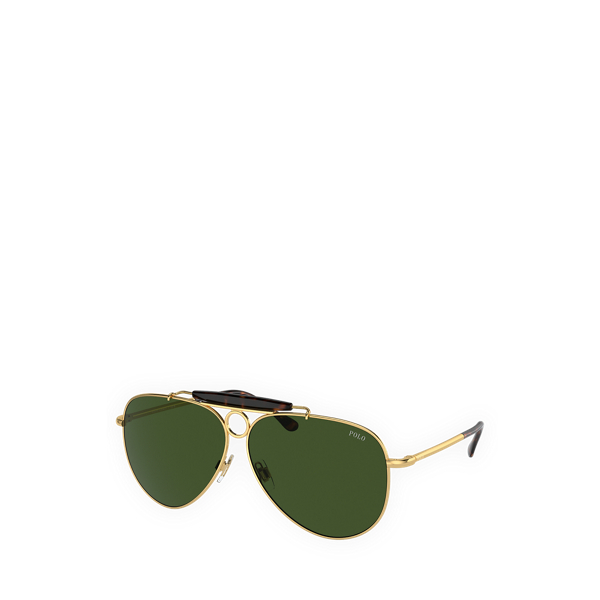 Shiny Gold Metal Pilot Sunglasses Polo Ralph Lauren 1