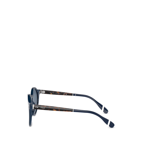 Shiny Navy Blue Heritage Rowing Stripe Round Sunglasses Polo Ralph Lauren 3