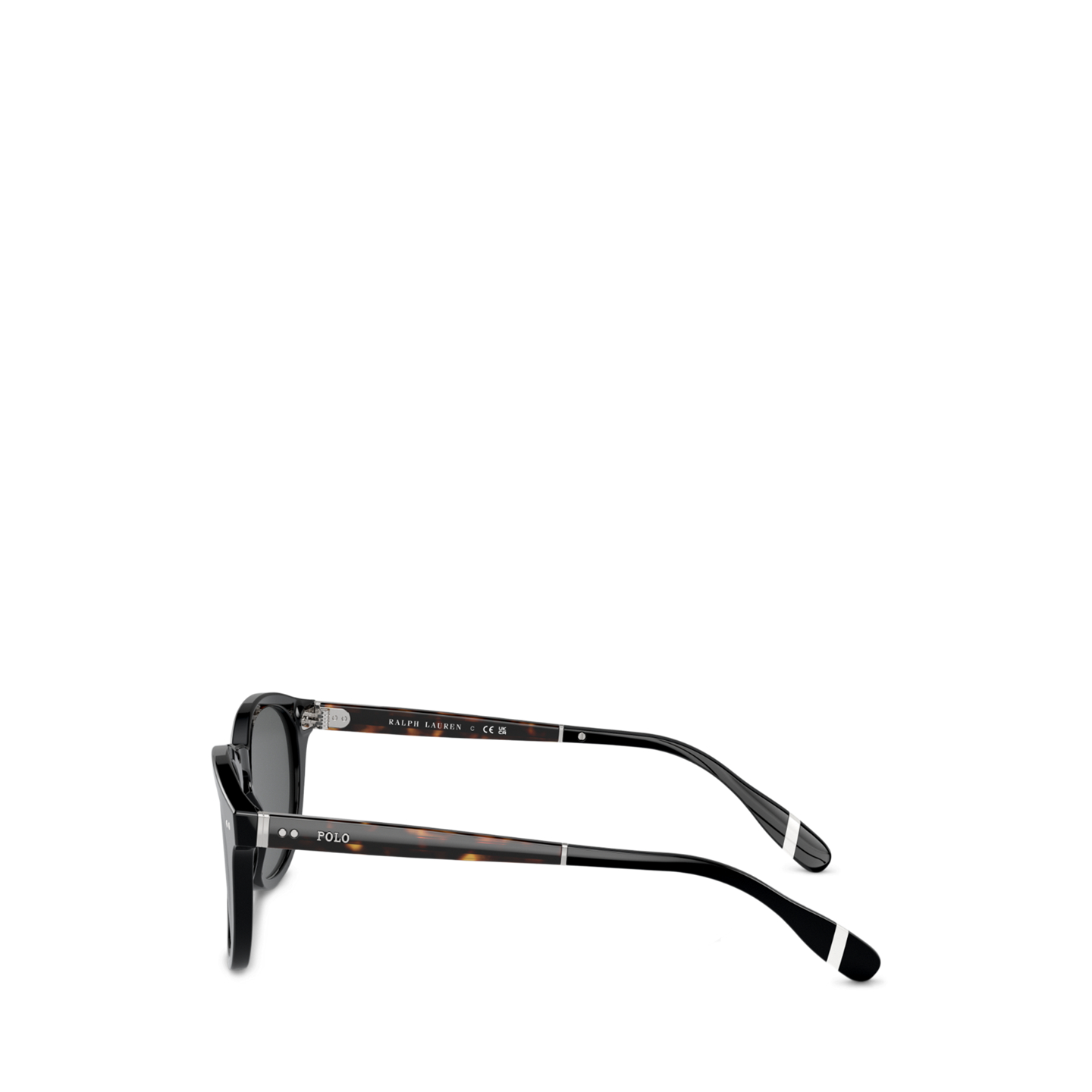 Мужские солнцезащитные очки Ralph Lauren Heritage Rowing Stripe Round Sunglasses, цвет: Блестящий чёрный — фото 2