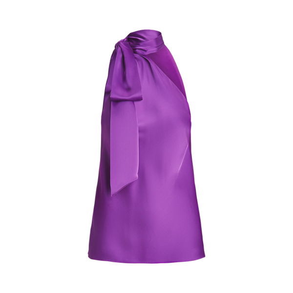 Charmeuse Tie-Neck Halter Blouse Lauren 1