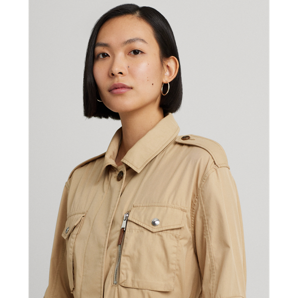 Belted Cotton Twill Field Jacket