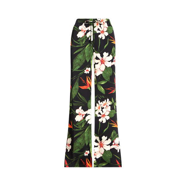 Wijde gebloemde satijn-charmeuse broek Lauren in 1