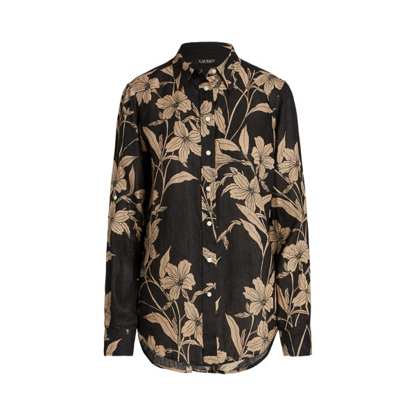 Leinenbluse mit Blumenmuster
