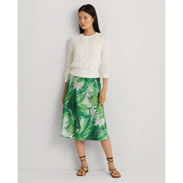 White Cable-Knit Cotton Crewneck Sweater Lauren 4