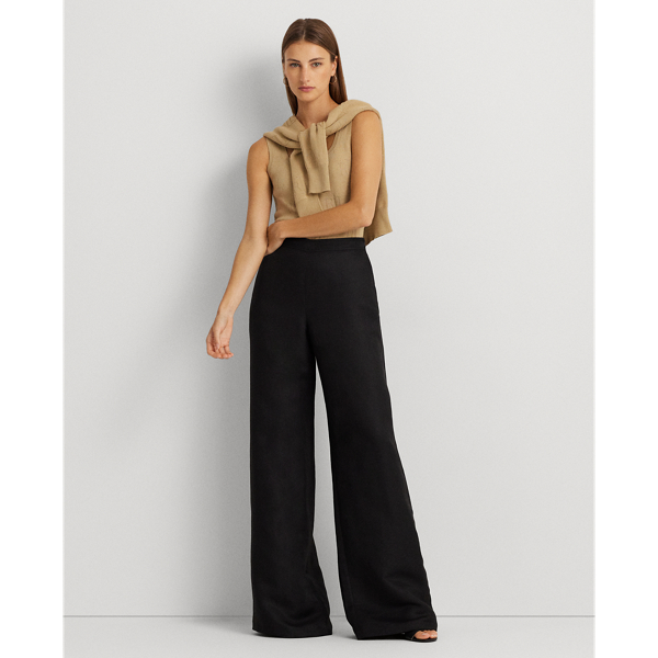 Linen Blend Wide Leg Pant