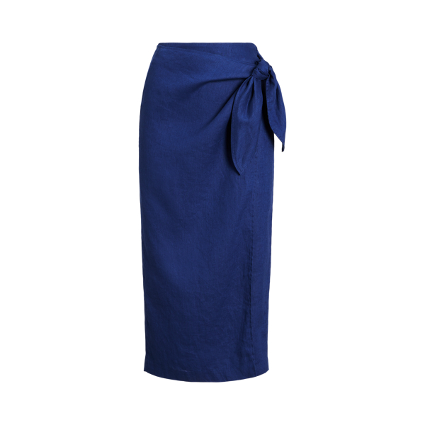 Linen Wrap Midi Skirt Lauren 1