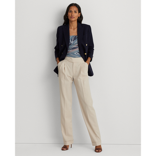 Explorer Sand Pleated Wool-Blend Twill Straight Pant Lauren 1