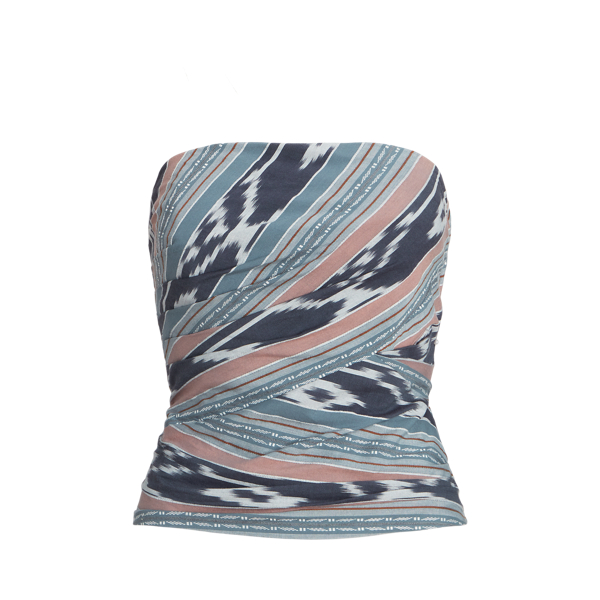 Geo-Stripe Cotton Strapless Blouse Lauren 1