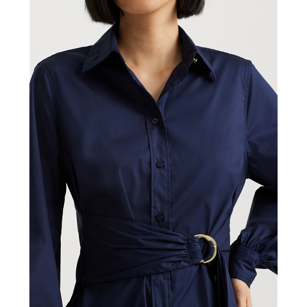 Refined Navy Tie-Front Cotton-Blend Shirt Lauren 6