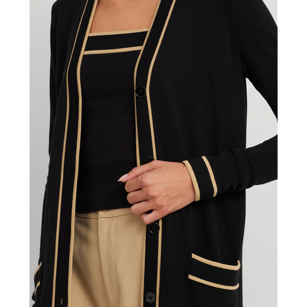売れ筋商品|||ラルフローレン ニット&セーター アウター レディース Women's Two-Tone Cotton-Blend Cardigan Black/Birch Tan Two-Tone Cotton-Blend Cardigan