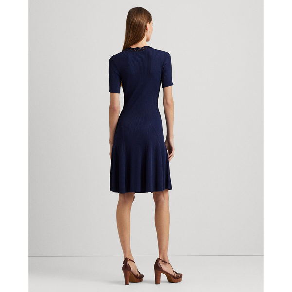 Lace-Trim Rib-Knit Dress