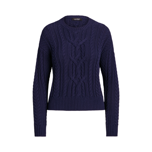 Cable-Knit Cotton Crewneck Sweater