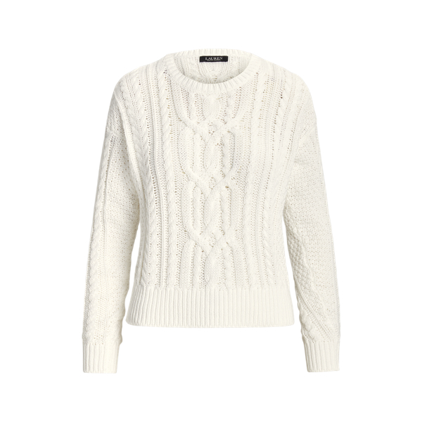 Lauren Ralph Lauren Women's deals Plus 1X Monogram Cable-Knit Cotton Sweater NWT $135