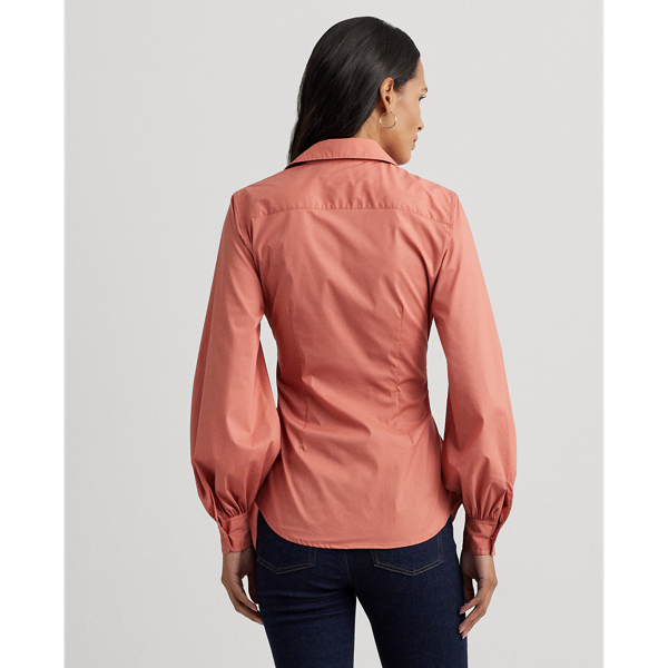 Pink Mahogany Tie-Front Cotton-Blend Shirt Lauren Petite 5