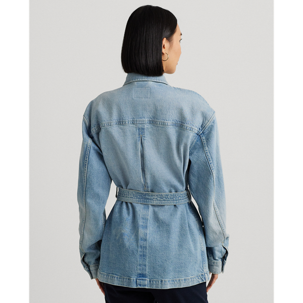 Isla Wash Belted Denim Field Jacket Lauren Petite 5