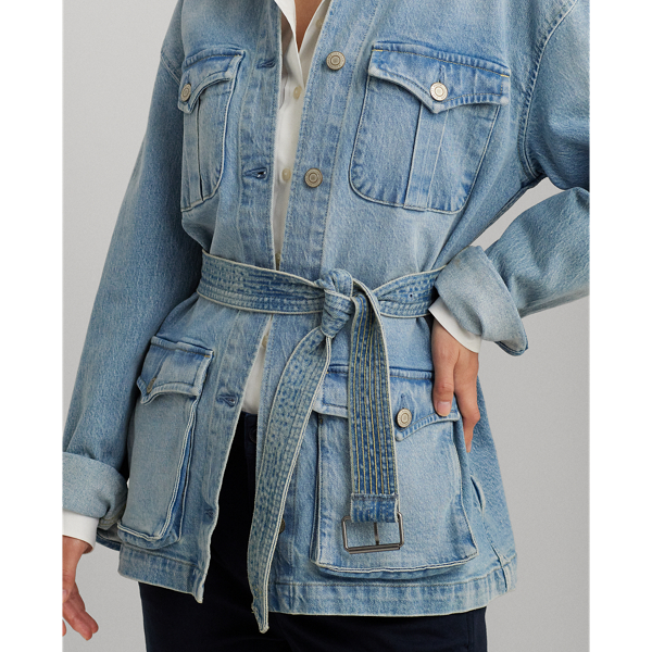 Isla Wash Belted Denim Field Jacket Lauren Petite 6