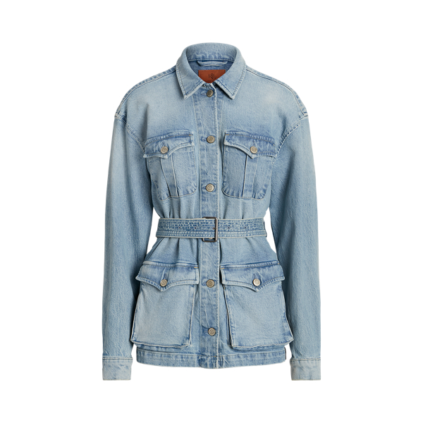 Isla Wash Belted Denim Field Jacket Lauren Petite 2