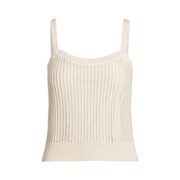 Ribgebreide tanktop van linnenmix Lauren Petite in 1