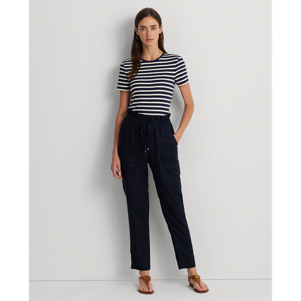 Refined Navy/Cream Striped Stretch Cotton Crewneck Tee Lauren Petite 4