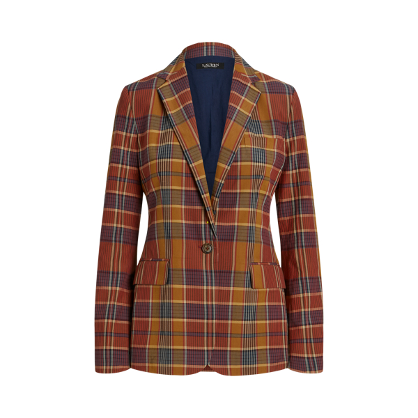 Cotton Madras Blazer Lauren Petite 1