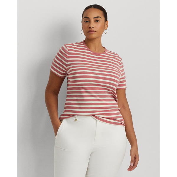 Striped Stretch Cotton Crewneck Tee