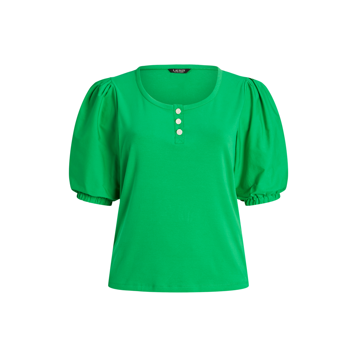 ラルフ・ローレン Lauren Ralph Lauren ストレッチ Cotton Puff-Sleeve Henley Tee レディース シャツ Lauren Ralph Lauren Women's Stretch Cotton Puff-Sleeve