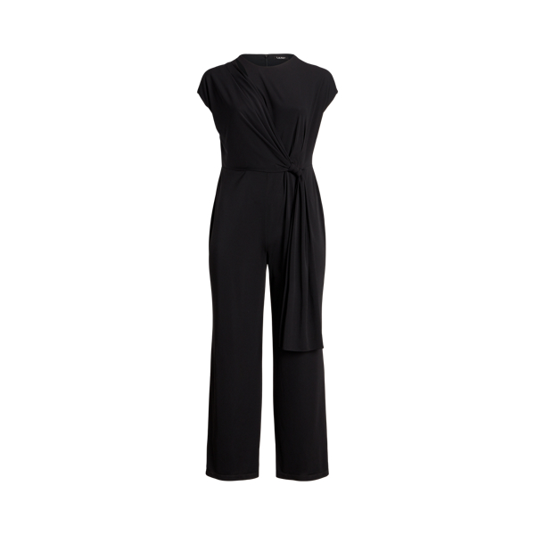 Tie-Front Jersey Wide-Leg Jumpsuit Lauren Woman 1