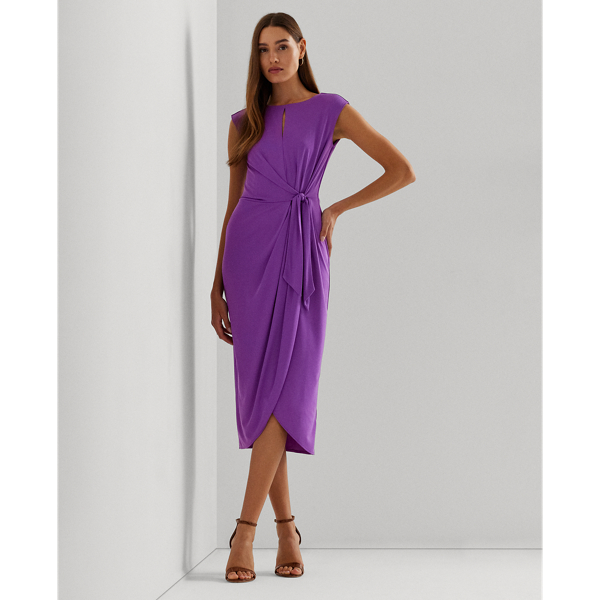 Purple Jasper Stretch Jersey Tie-Front Dress Lauren Petite 1