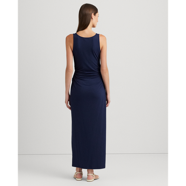 Refined Navy Twist-Front Jersey Sleeveless Dress Lauren Petite 5