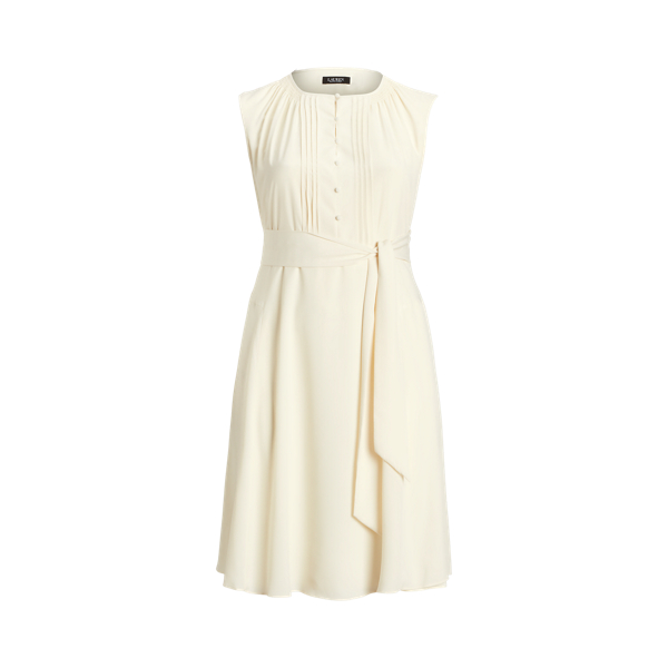 Cr&ecirc;pekleid mit Fl&uuml;gel&auml;rmeln und G&uuml;rtel Lauren Woman in 1