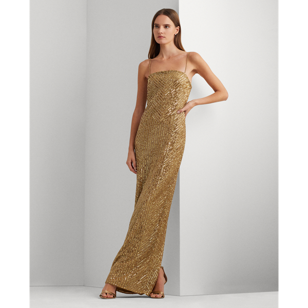 Ralph lauren gold sequin dress on sale