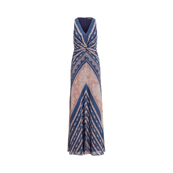 Print Twist-Front Georgette Gown Lauren 1