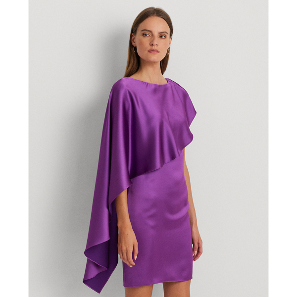 Satin Cape Cocktail Dress