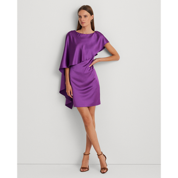 Satin Cape Cocktail Dress