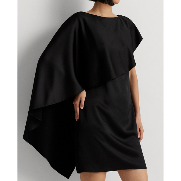 Black Satin Cape Cocktail Dress Lauren 6
