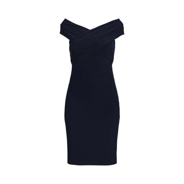 Buy Navy blue off the shoulder crepe Dress