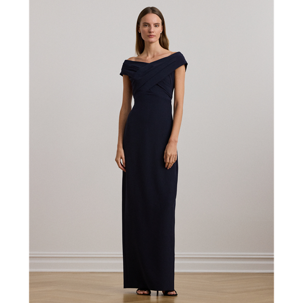 Crepe Off-the-Shoulder Gown