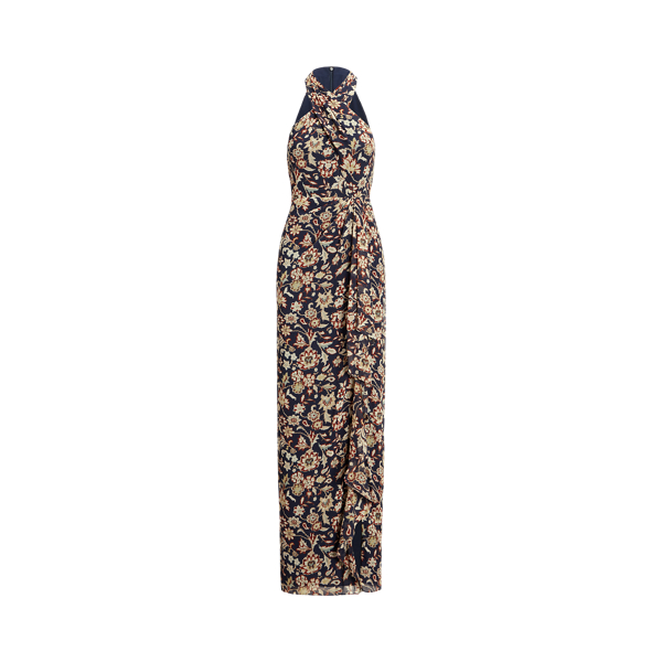 Ruffle-Trim Crinkle Georgette Gown | Ralph Lauren