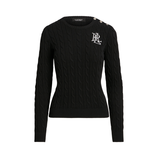 Ralph lauren black cable knit jumper online