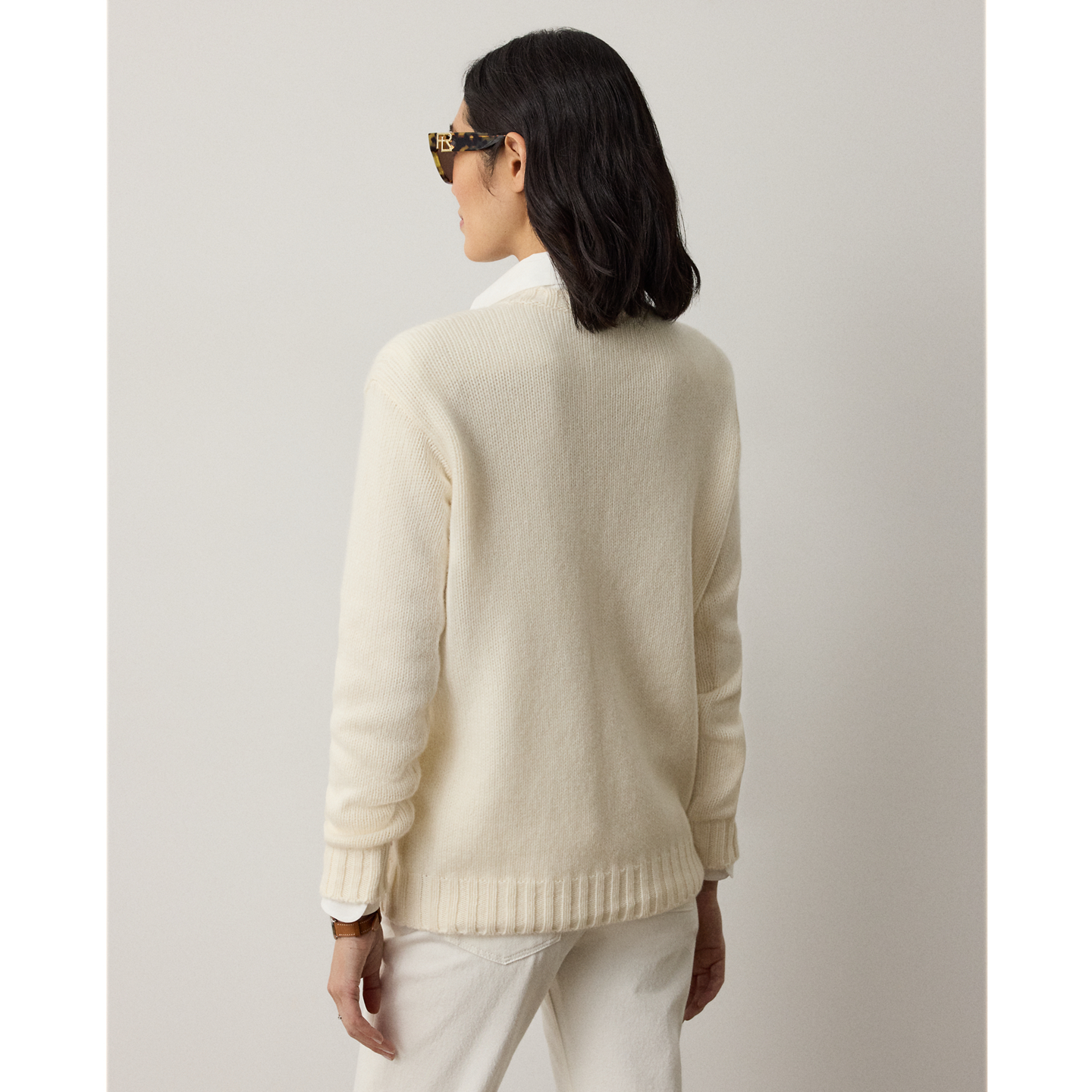 Женский свитер Ralph Lauren Flag Cashmere Crewneck, цвет: Кремовый — фото 2