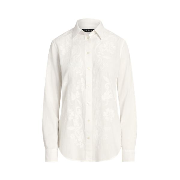 Chemise brod&eacute;e rayures ombr&eacute;es en coton Lauren en 1