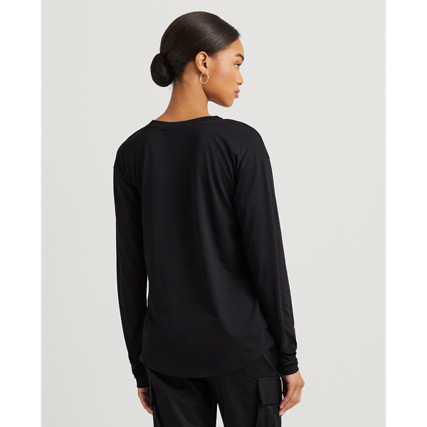 Black Logo Cotton-Blend-Jersey Long-Sleeve Tee Lauren 5